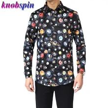 Брендовая мужская рубашка чистая хлопчатобумажная сорочка homme Повседневная тонкая деловая Мужская рубашка космическое звездное небо принт Camsias плюс размер