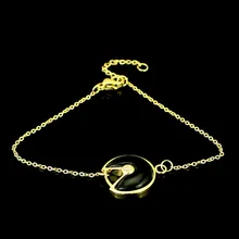 Фирменный дизайн круглый диск Символ браслет золото розовое золото цвет знак амулеты очаровательный из нержавеющей стали браслеты для женщин femele