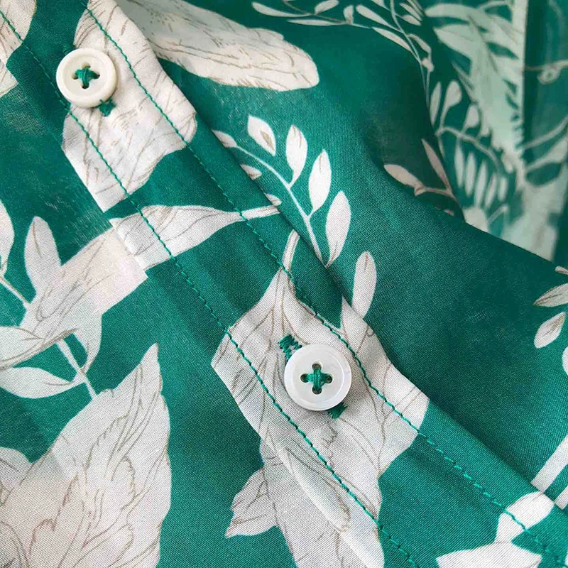 Foliage Printed Shirts Women Summer Casual Long