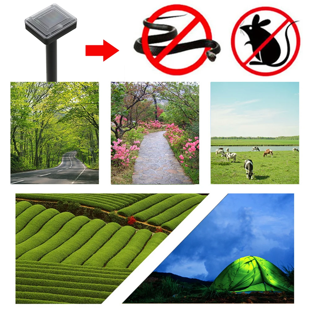 Solar Powered Sound Wave Sonic Repeller Outdoor Garden Yard Farm Mouse Gopher Rat Vole Mole Scarer Snake Rodent Pest Reject 2Pcs