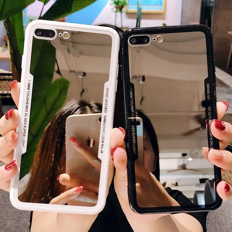 

Glossy Makeup Mirror Phone Case For iPhone XR XS X XS Max 6 6S 7 8 Plus Fashion Girl Style Protective Back Cover Coque Gift
