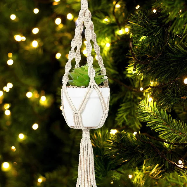 Makrame Növényi Fogasok Készlet Mini Autó Visszapillantó Tükör Tartozékok Otthoni Megyei Kerti Dekorációhoz - Image 5