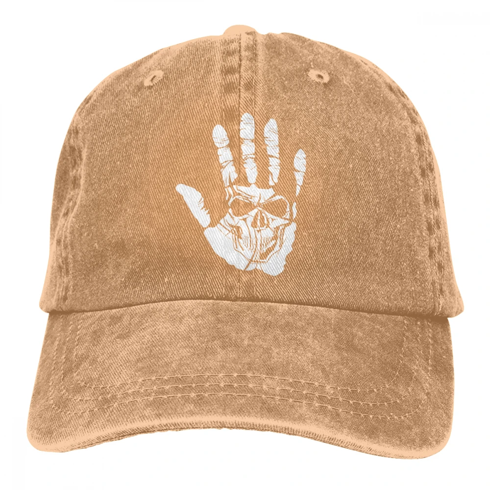 Череп руки Casquette черный унисекс Мужские Женские джинсовые бейсболка с ремешком кепки Регулируемый Гольф папа шляпа - Цвет: Хаки