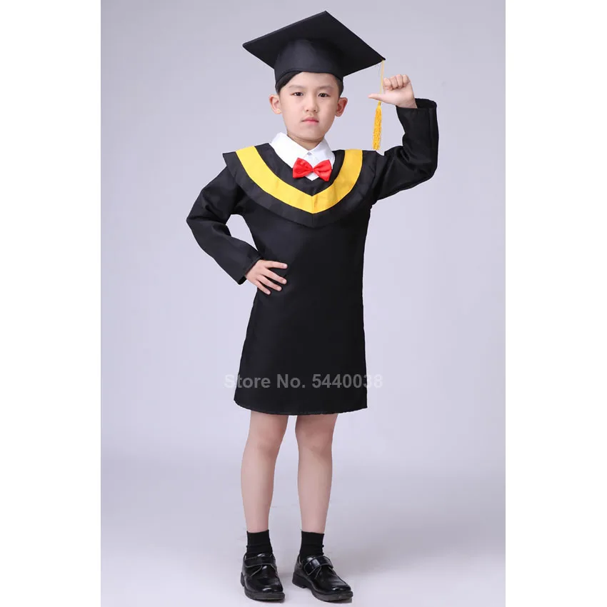 Primary School Uniform Kids Graduation Dress Gown with Hat Clothing Set Doctor Cosplay Costumes Student Boy Girl Bachelor Wear