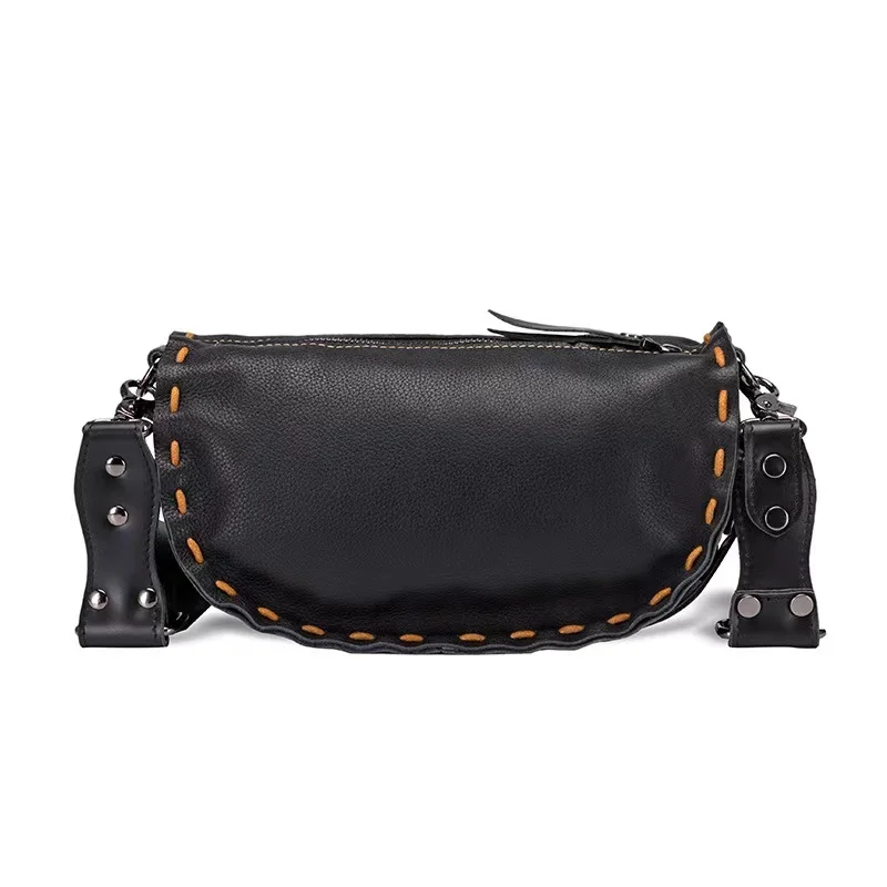 Bolso con cinturón de cuero genuino para mujer, bandolera de pecho