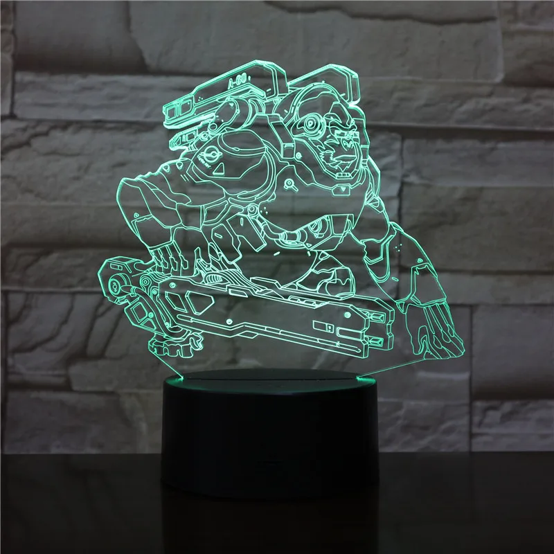 3d светодиодный Ночной светильник, игра Overwatch, герой Горилла Уинстон, фигурка, ночной Светильник для детей, спальни, детского кабинета, украшение, OW, 3D лампа