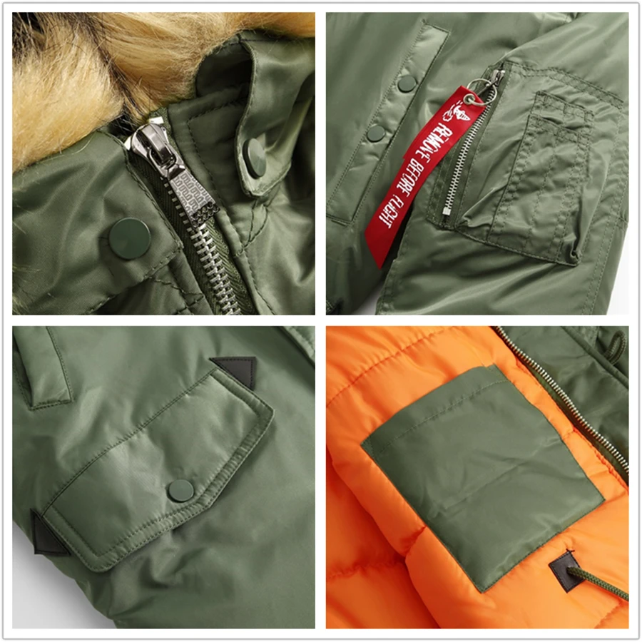 N-3B Winter ALASKA Coat Men Fur Hood Slim Fit Thick Parka Padded Military Jacket for Cold Weather 4