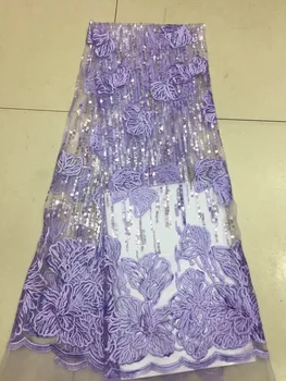 

Purple,Green,Pink,Blue African Lace Fabric 2019 Hot Sell Sequins Embroidered Nigerian French Lace Fabrics For Women FJ2803