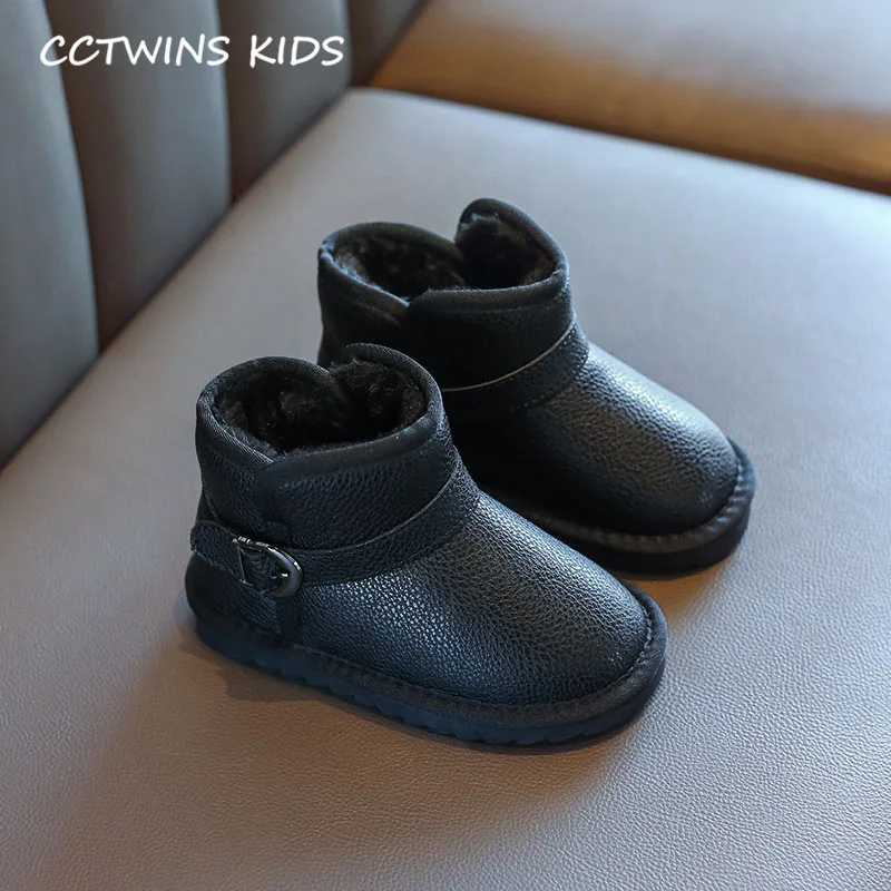 Черный CCTWINS/детская обувь; коллекция года; зимняя модная обувь из искусственной кожи для девочек; брендовые зимние ботинки для мальчиков; Детские теплые ботильоны; SNB116 - Цвет: Черный