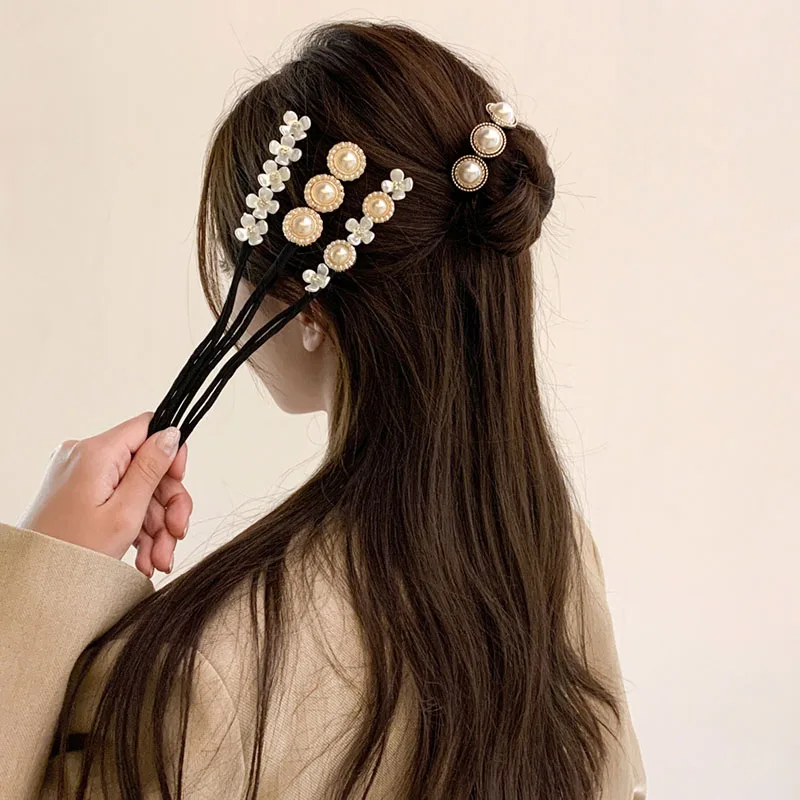 Elegant Pearl Flower Women Hair Accessories Foldab