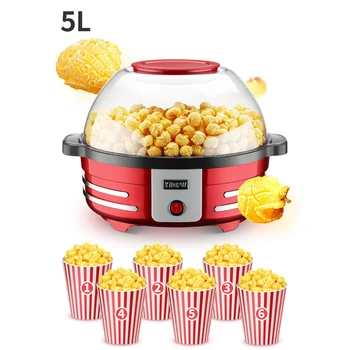 

5L Popcorn Maker Machine Electric Household Automatic Hot Air Popcorn Making Machine DIY Corn Popper Can Barbecue 220V 850W