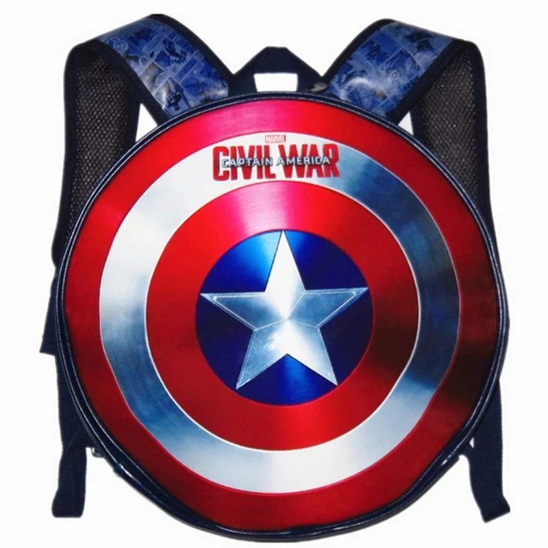 43 см Disney Marvel Капитан Америка Мстители щит ПУ рюкзак сумка для студентов |