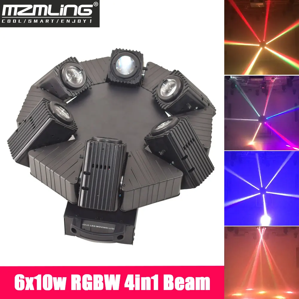 Led 6x10 Вт RGBW 4в1 луч светильник DMX512 4 головки движущийся головной светильник DJ/бар/вечерние/шоу/сценический светильник Led сценическая машина