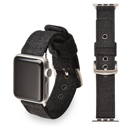 Спортивный нейлоновый ремешок для apple watch band 5 4 3 2 1 iwatch band 44 мм 40 мм 42 мм 38 мм Камуфляжный холщовый браслет аксессуары для часов - Цвет ремешка: black  Silver buckle
