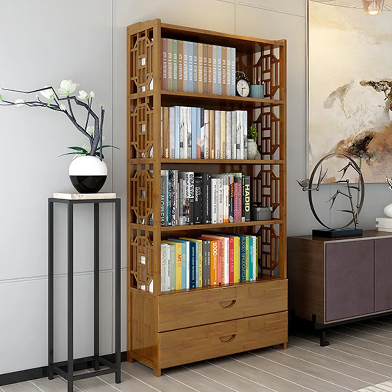 

Of Bamboo Pure Bookshelf Bookcase Minimalist Modern Floor Simplicity Bamboo Book Shelves Living Room Solid Wood Storage Shelf St