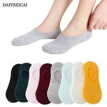 5 пара/лот = 10 шт. летние однотонные незаметные женские носки хлопковые впитывающие пот повседневные Модные женские носки-башмачки