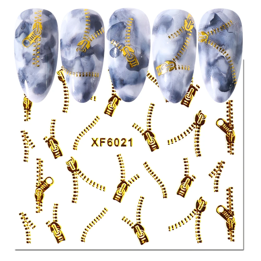 1 лист 3D золотая молния наклейка на ногти паук перо Дизайн вода переводная наклейка для украшения ногтей маникюр слайдер LA1553