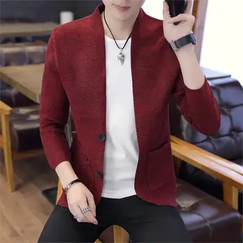 

OLOEY Autumn and winter men's sweater coat solid color collar large size men's sweater plus velvet sweater