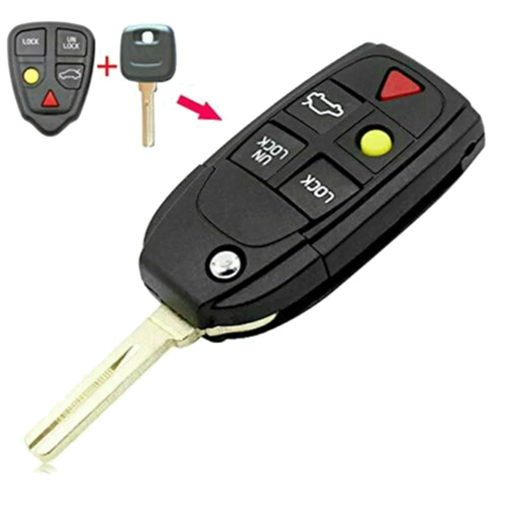 

Accessory In 74 * 38 * 21mm For Volvo V70 XC70 XC90 Car Auto Remote Key Shell 5-Buttons Flip Folding Case