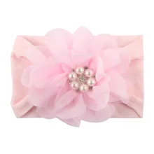 Европейский и американский стиль, детское супер-мягкое шифоновые цветы с жемчугом, Детская повязка для волос, милый головной убор принцессы для волос