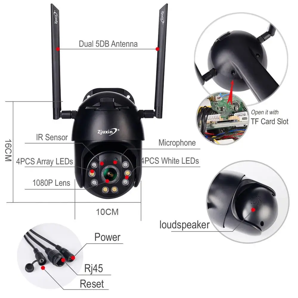 Zjuxin IP камера WiFi Full HD 1080P беспроводной проводной PTZ открытый скорость купольная CCTV камера безопасности приложение ICSee CMS камера наблюдения s