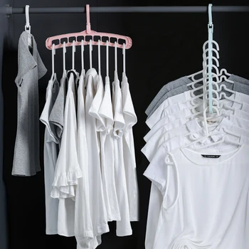 

Multi-Functional Magic Clothes Hangers Storage Drying 9 Holes 360 Rotating Racks for Household Bedroom Decoration