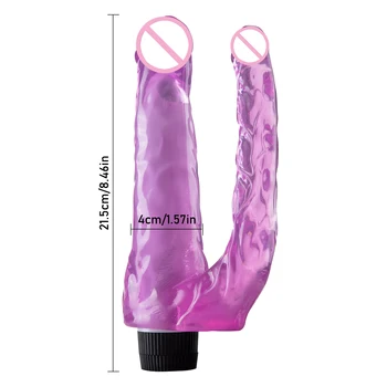 Vibrating Double Dildos Double Penetration Vagina and Anus Soft Phallus Erotic Huge Dick Double Headed Penis Sex Toys for Women 2