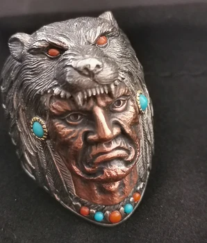 

925 STERLING SILVER MEN'S wolf MEN Vintage Thai Retro PUNK Ring Jewelry A3072