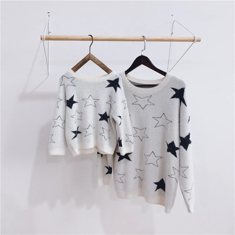 Свитер на осень и зиму, нейтральный пуловер с пятиконечной звездой, одежда для маленьких девочек