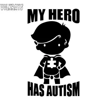 

Volkrays Creative Car Sticker My Hero Has Autism Accessories Reflective Waterproof Sunscreen Vinyl Decal Black/Silver,15cm*8cm