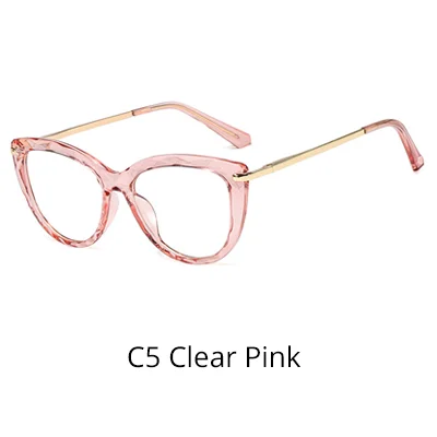 C5 Clear Pink Ralferty, женские оправа для очков в стиле кошачьи глаза, прозрачные, по рецепту, прогрессивные очки, без диоптрий, женские очки F92327 - Цвет оправы: C5 Clear Pink