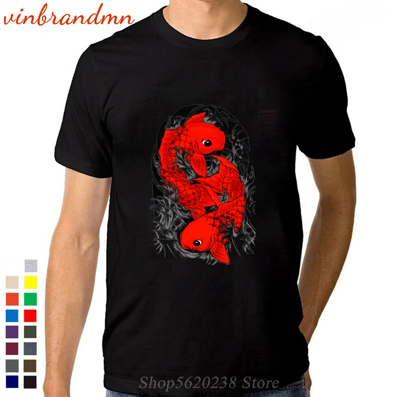 T-Shirt Da Uomo In Stile Giapponese Koi Carp Fish 2021 New Fashion Vestidos Vendita Calda Elegante Koi Fish Magliette Maschili Hombre Camisetas