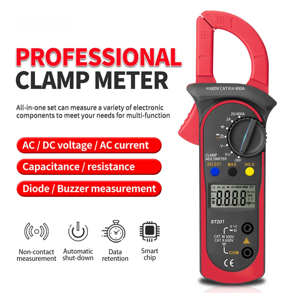 Digital Clamp Meter AC DC Current Voltage Multimeter Temp Volt Amp Tester