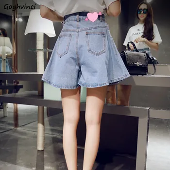 

Shorts Women Denim Boot Cut Summer Loose All-match Korean Style High Waist Zipper Fly Students 2xl Womens Short Plus Size simple