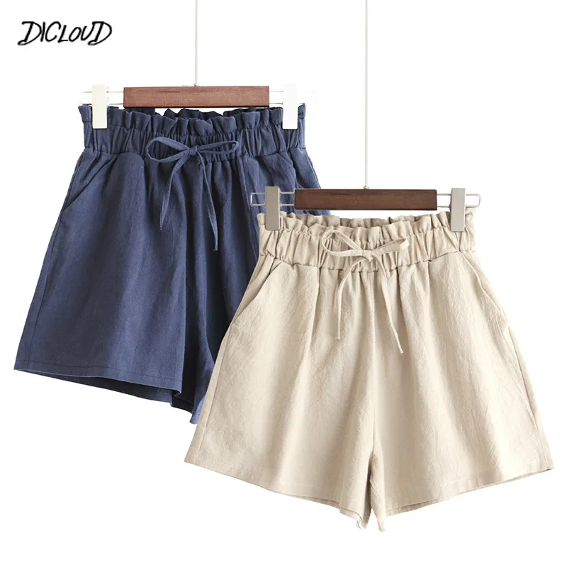 Женские повседневные шорты с карманами свободные однотонные высокой талией