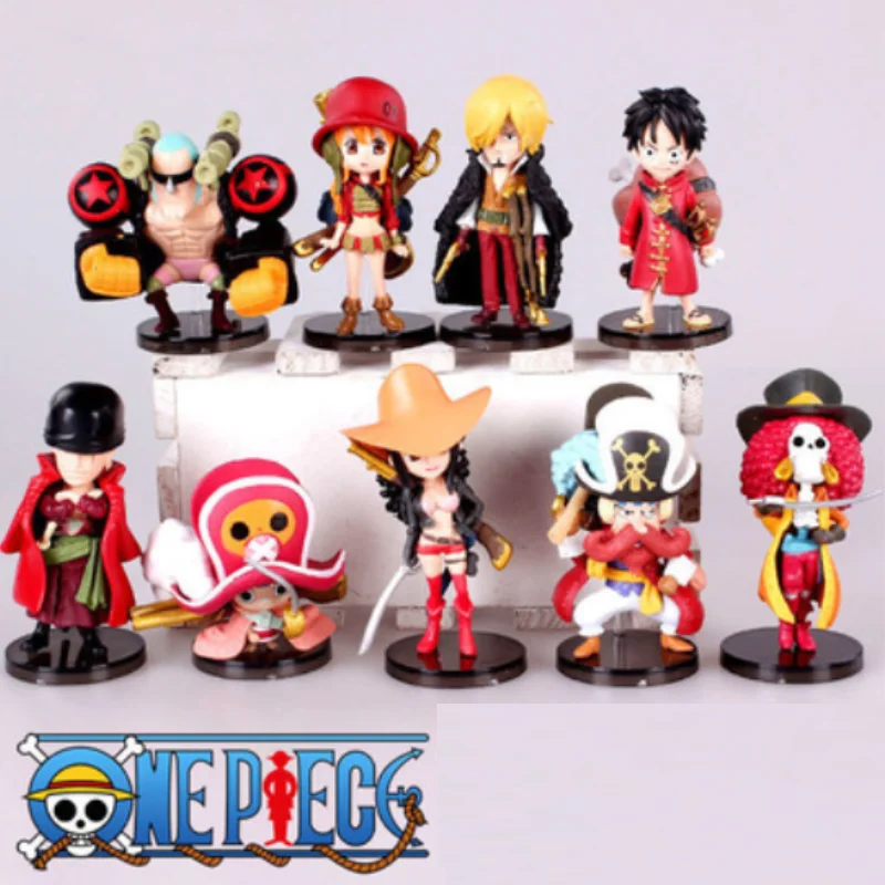 9 шт./лот Аниме One Piece Mini Luffy Roronoa Zoro Sanji Usopp Franky Nami ПВХ фигурка Коллекционная модель