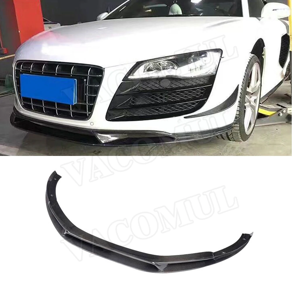 Карбоновое волокно передний бампер спойлер подбородок разветвители для Audi R8 V8 V10 2008- стайлинга автомобилей