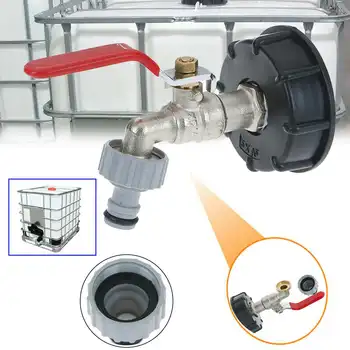 

IBC Tank Adapter S60 X6 with 1/2 Outlet Brass Faucet Valve Kit for Home Garden Water Connector Rainwater Barrel Tank