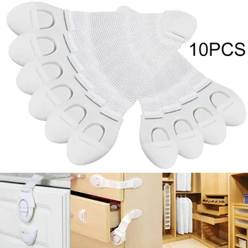 

10pcs Child Baby Safety Lock Children Cabinet Drawer Door Fridge Blockers Plastic Lock For Kids Safety Cupboard Locks
