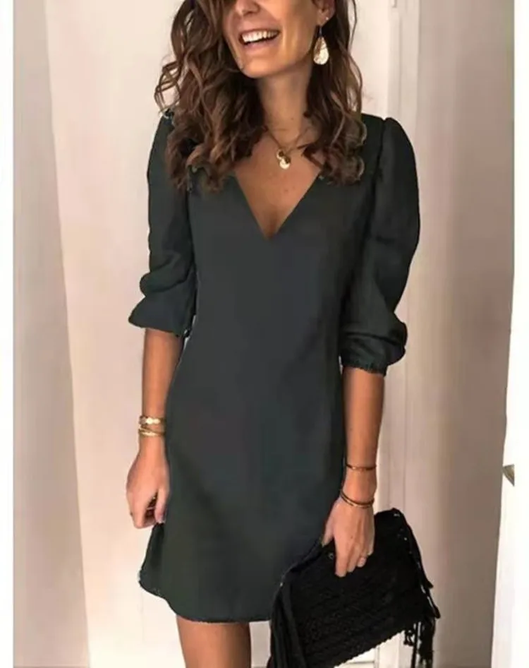 Vestido holgado de oficina para mujer, falda monocromática, elegante, holgado, de gran tamaño, con buen gusto y restricción
