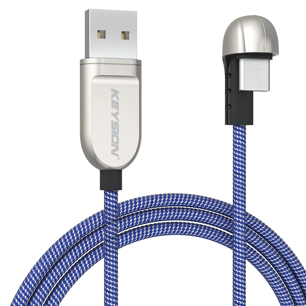 KEYSION, металлический нейлоновый кабель usb type-C, usb type-c, игровые кабели для Xiaomi, huawei, Oneplus, 3.1A, type-c, быстрый провод, кабель для samsung, LG - Цвет: Синий