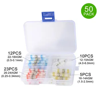

100/50 Pcs Mixed Heat Shrink Sordering Terminals Waterproof Solder Sleeve Tube Electrical Wire Insulated Butt Connectors Kit