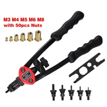 

BT-606 Rivet Nut Gun Tool Double-handle Manual Rivet Nut Gun with Female Puller Cap Gun Puller for Riveting Rivnut Tool M3-M8