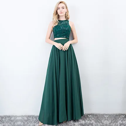 Blackish green It's Yiya вечернее платье с круглым вырезом, трапециевидной формы, плюс размер, без рукавов, женские вечерние платья, торжественное платье в пол, Robe De Soiree E881 - Color: Blackish green