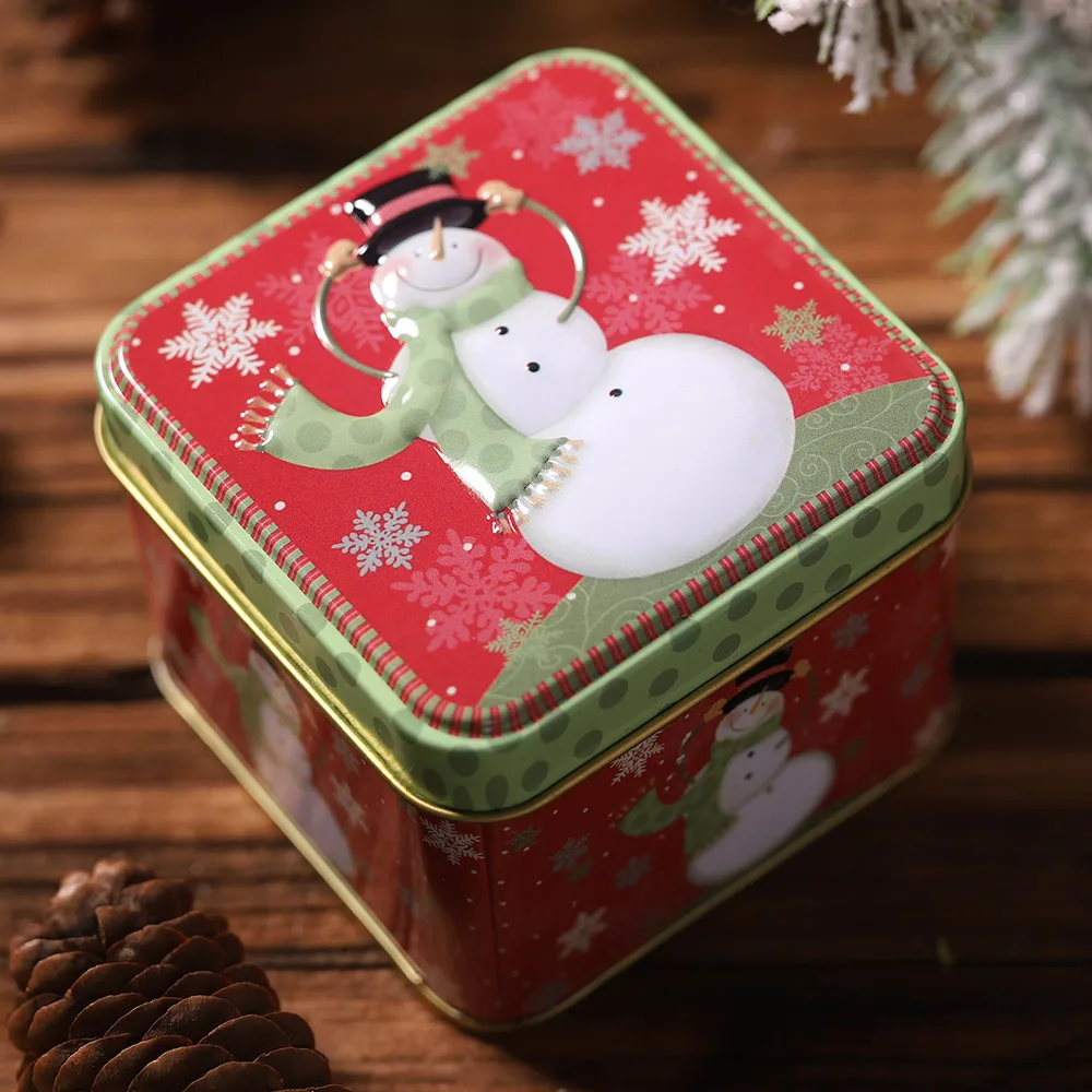 Квадратный Bump коробка для конфет Железный контейнер для хранения коробка Рождественские банки для конфет детский подарок Санта Снеговик Олень Снежинка принт Органайзер F913