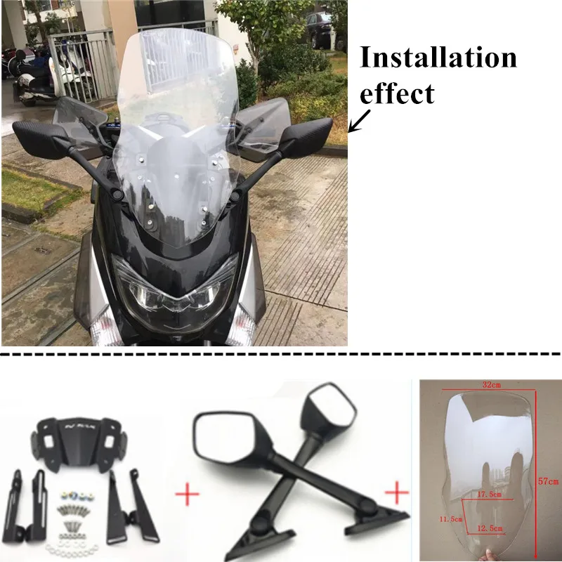 B mirror clear18 Модифицированные мотоциклетные Nmax регулируемые пластиковые дефлекторы ветрового стекла для nmax155 nmax 150 - Цвет: B mirror clear18