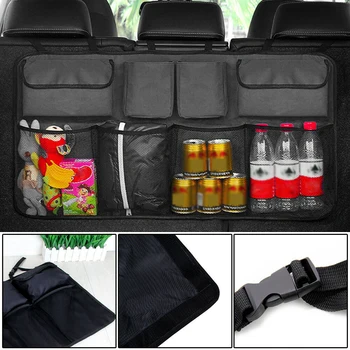 

Car Rear Seat Back Storage Bag Multi Hanging Nets Pocket Trunk Bag Organizer Car Seats Back Storage Interior Accessories