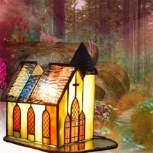 Ретро маленький дом искусство Спальня прикроватный Ночной светильник лампа для кормления лампа бар светильник церковная стеклянная настольная лампа креативный Рождественский свадебный подарок