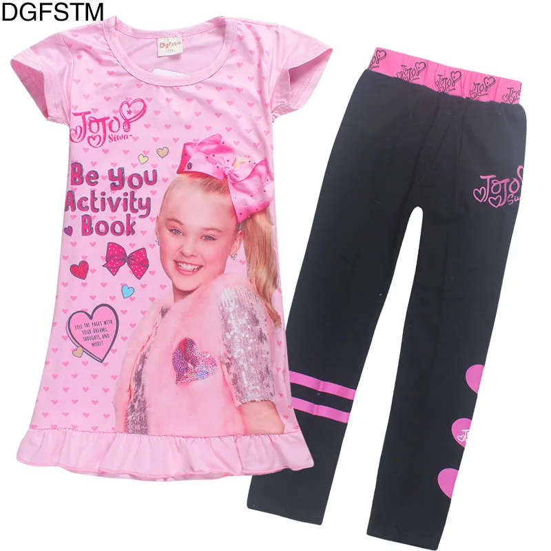 JOJO siwa/ г. Летнее праздничное платье с героями мультфильмов для детей футболка с короткими рукавами из хлопка+ штаны спортивный костюм Одежда для девочек, От 4 до 10 лет