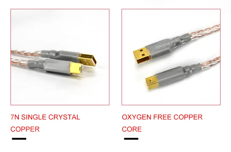 QINCROWN однокристаллический медный посеребренный декодер DAC HIFI линия передачи данных fever USB кабель A-B с квадратным ртом